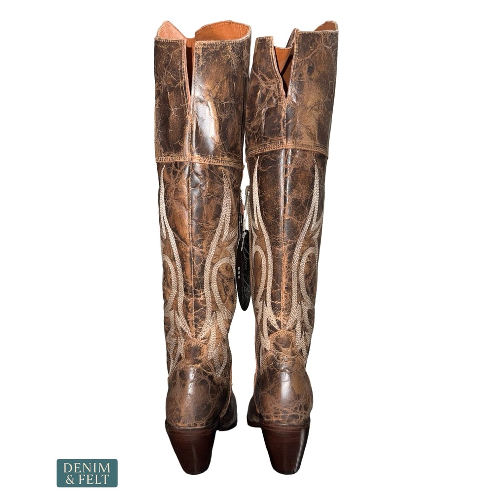 NEW Dan Post Jilted Womens Over The Knee Western Boots Brown Leather Size 6.5 M - Picture 11 of 16